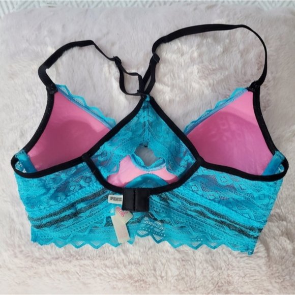 Victorias Secret Pink- Wired Lace Balconette Bra with keyhole back - Picture 3 of 10